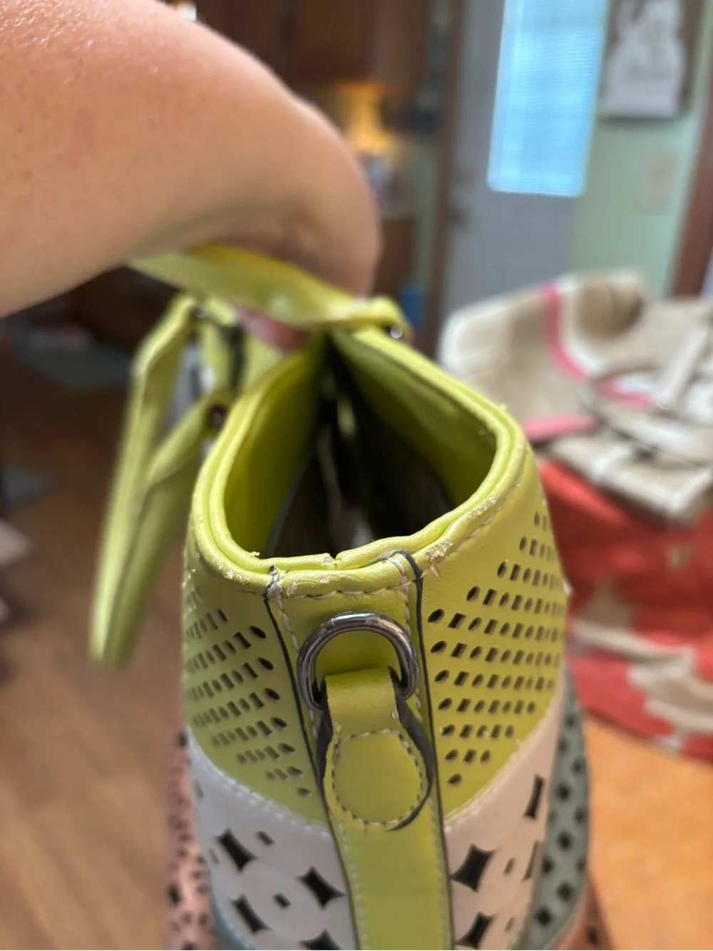 Multicolor Laser-Cut Tote Bag with Top Handles